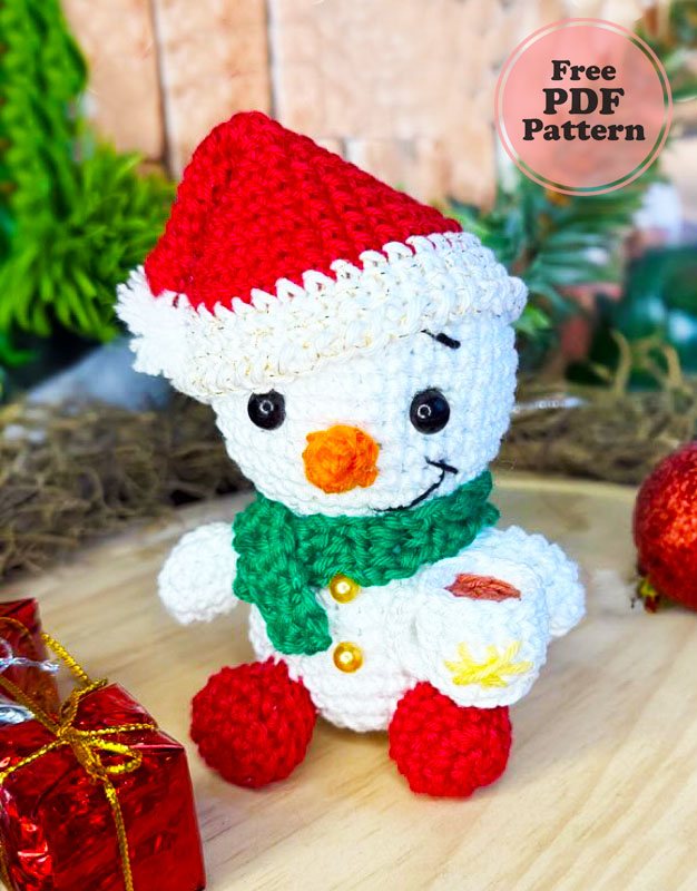 Little Snowman Ornament Crochet PDF Free Pattern (1)