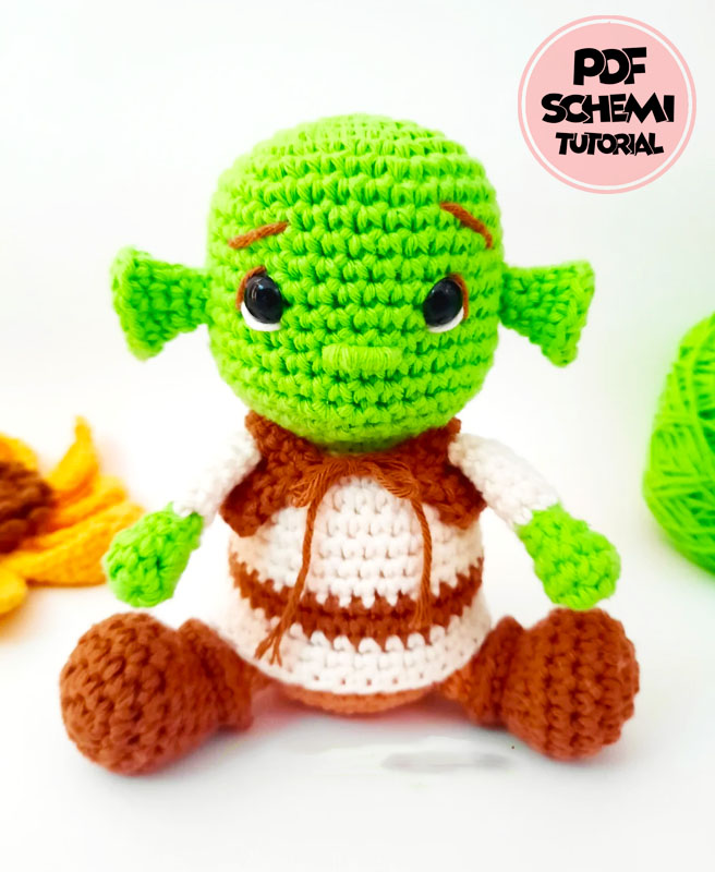 Crea uno Shrek Schema Dettagliato Bambola Amigurumi (2)
