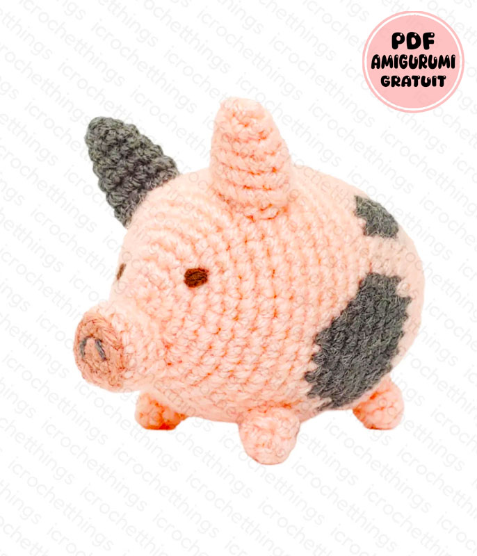 Mini Cochon au Crochet Modèle Gratuit Étape par Étape (1)